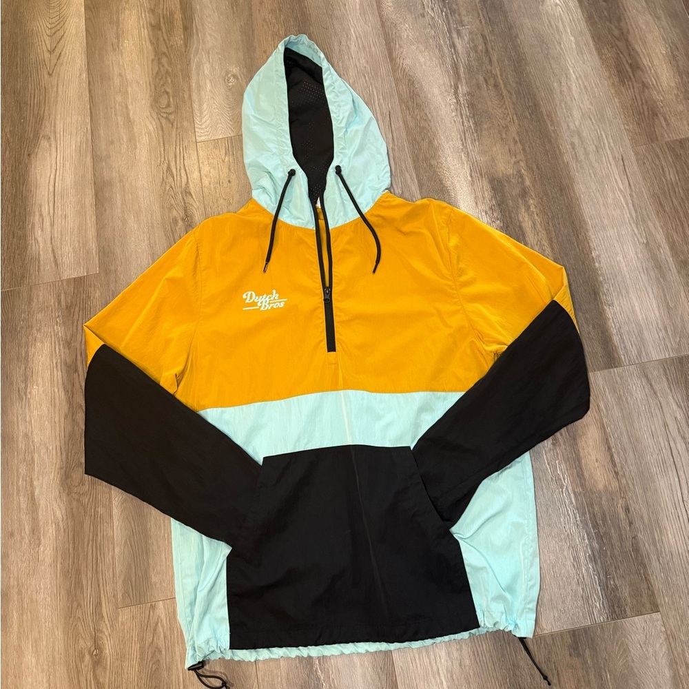 ✌️Dutch Bros Large Black+Yellow+Mint Windbreaker